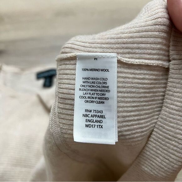 Cynthia Rowley Merino Wool Sweater Size L Oatmeal Beige Heather Pullover Womens - Picture 5 of 6